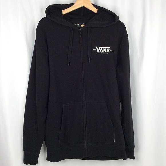 Van's Off the Wall Men's Full Zip Hoodie Sweatshirt Size Medium Black Checkered - Picture 1 of 7